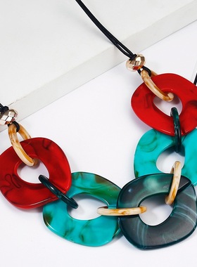 亚克力项链女 大理石纹原片项饰 跨境配饰新品 流行饰品