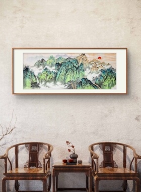 手绘山水画泰山客厅挂画新品特惠