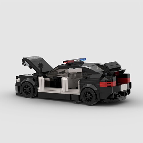 宝马M5警车模型MOC积木汽车8格儿童益智拼装玩具高砖M8福特越野车 - 图1