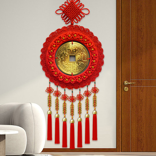 中国结客厅大号五帝钱门对门招财进宝挂件入户门玄关中式家居挂饰