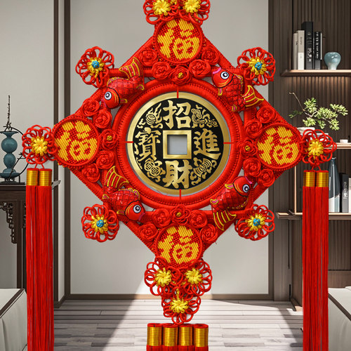 大号铜钱招财进宝中国结挂件客厅家居旺宅乔迁玄关门新年装饰礼品 - 图0