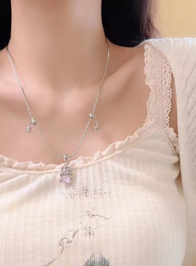 炫彩星星小熊土星吊坠项链女小众设计感甜美少女百搭锁骨链颈链