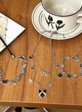 涂鸦姜饼人小众设计感锁骨链