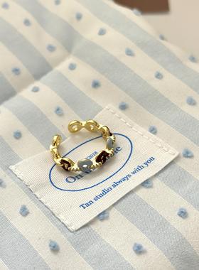 复古气质滴釉水钻圆环戒指