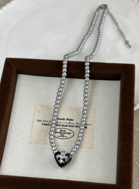 甜酷辣妹滴釉爱心皇冠十字架珍珠手链项链小众独特设计锁骨链手饰