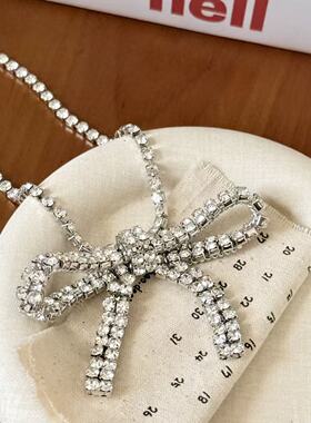 超闪锆石蝴蝶结项链女超仙气质温柔高颜值时尚轻奢百搭锁骨链颈链