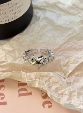 精致高级感微镶锆石五角星戒指女小众设计轻奢冷淡风开口食指戒