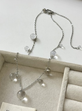 小红书同款透明露珠吊坠项链简约百搭轻奢高级感冷淡风气质锁骨链