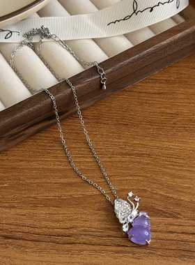 气质葫芦淡雅高级感微镶蝴蝶吊坠