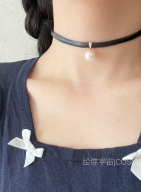 复古少女choker简约黑色锁骨链夏韩国珍珠吊坠项圈短颈链原创饰品