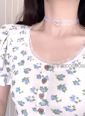 爱心珍珠choker夏超仙锁骨链蕾丝