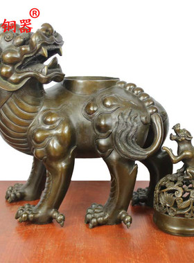 黄铜香炉貔貅瑞兽摆件工艺品