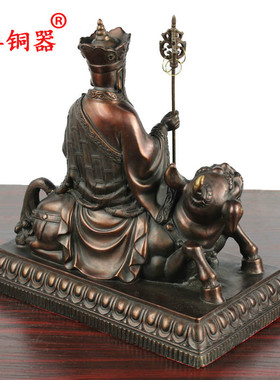 宇卓铜器纯铜地藏王佛像黄铜带底座坐谛听地藏佛像工艺品摆件