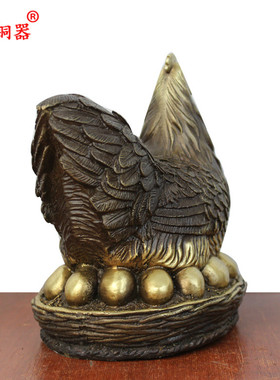 纯铜黄铜母鸡蛋鸡工艺品摆件