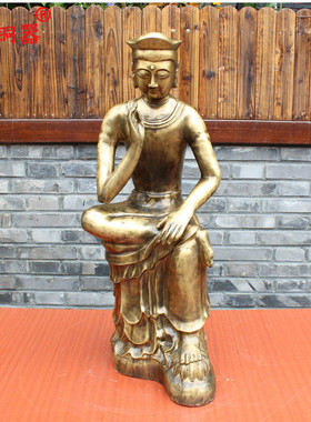 宇卓铜器纯铜思维佛黄铜思维佛思考佛铜佛像工艺品摆件