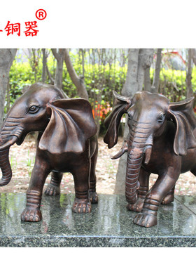 宇卓铜器铜大象铜大象一对工艺品摆件 纯铜象黄铜象