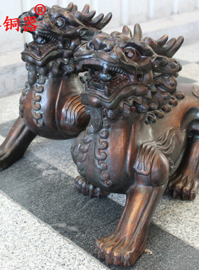 黄铜貔貅皮丘双角摆件工艺品