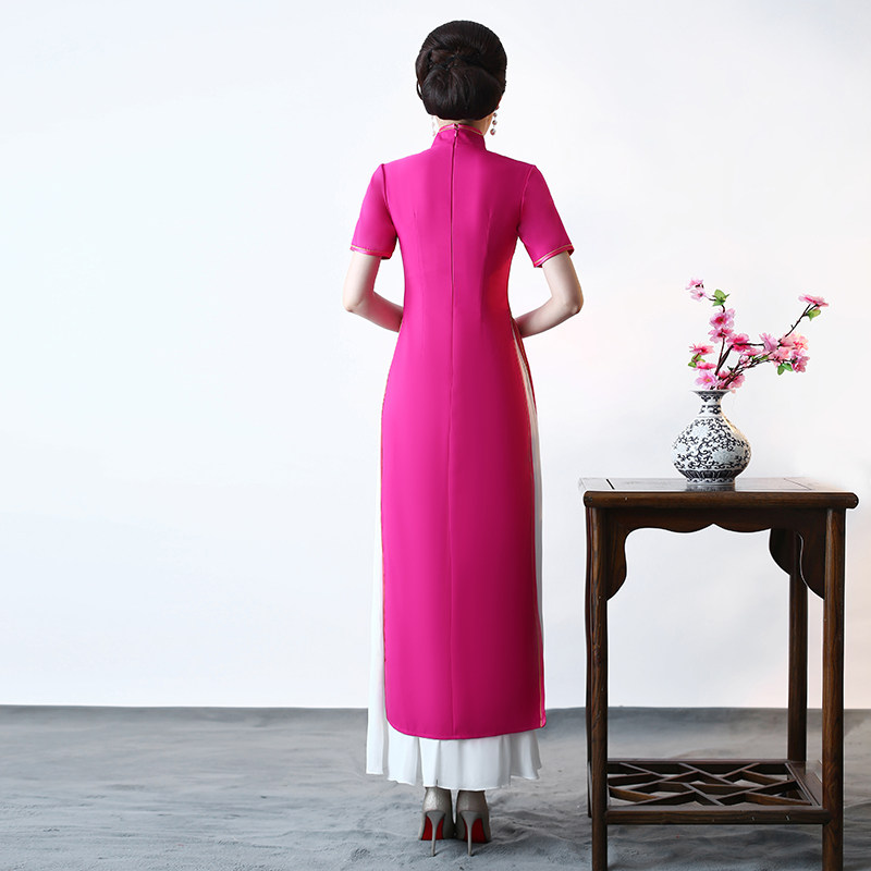 2020秋新款正宗越南奥黛旗袍演出服 千百思旗袍