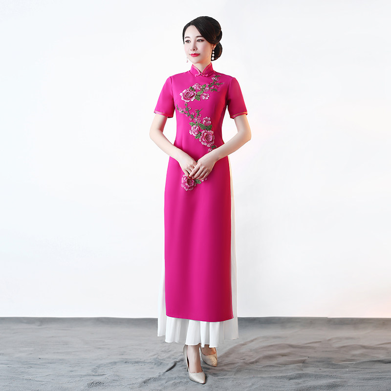 2020秋新款正宗越南奥黛旗袍演出服 千百思旗袍