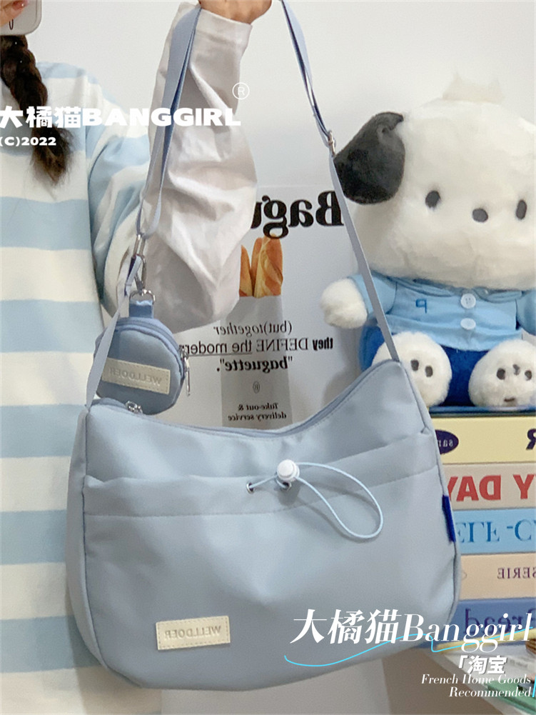 Big Orange Cat ins niche versatile girl one-shoulder cross-body Japanese student simple solid color sports and leisure commuter bag