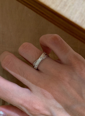 爆闪拉丝双环星芒戒指女款2026年轻奢高级感精致小众指环饰品