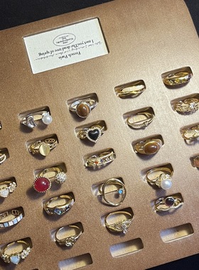 vintage中古风珐琅珍珠纯银戒指女小众设计轻奢高级感不掉色尾戒