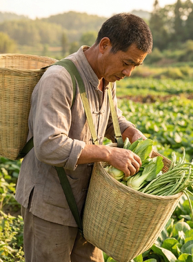 竹编背篓茶叶采摘舞蹈道具非遗传承儿童小背篓成人背篼精编收纳筐