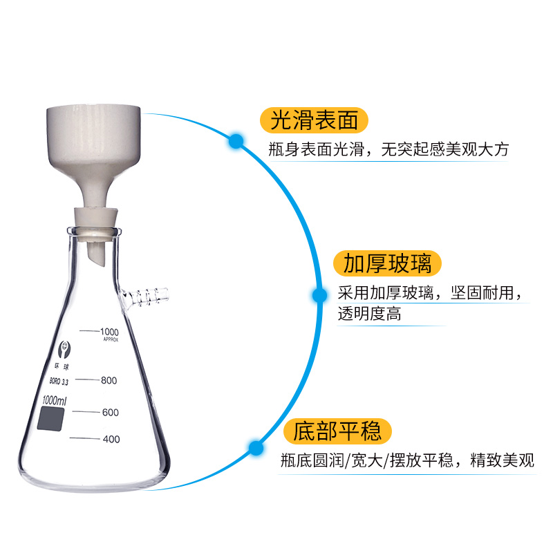 抽滤装置250ml 500ml  1000ml 布氏漏斗套装减小抽滤瓶内的压强物理实验器材 初高中物理教学实验仪器