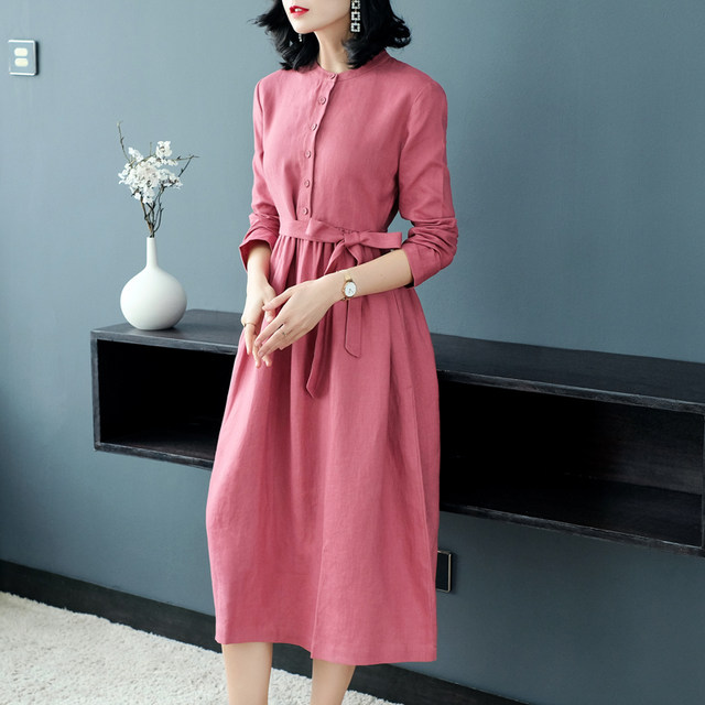 ວັນນະຄະດີ Linen New Travel Vintage Style Dress