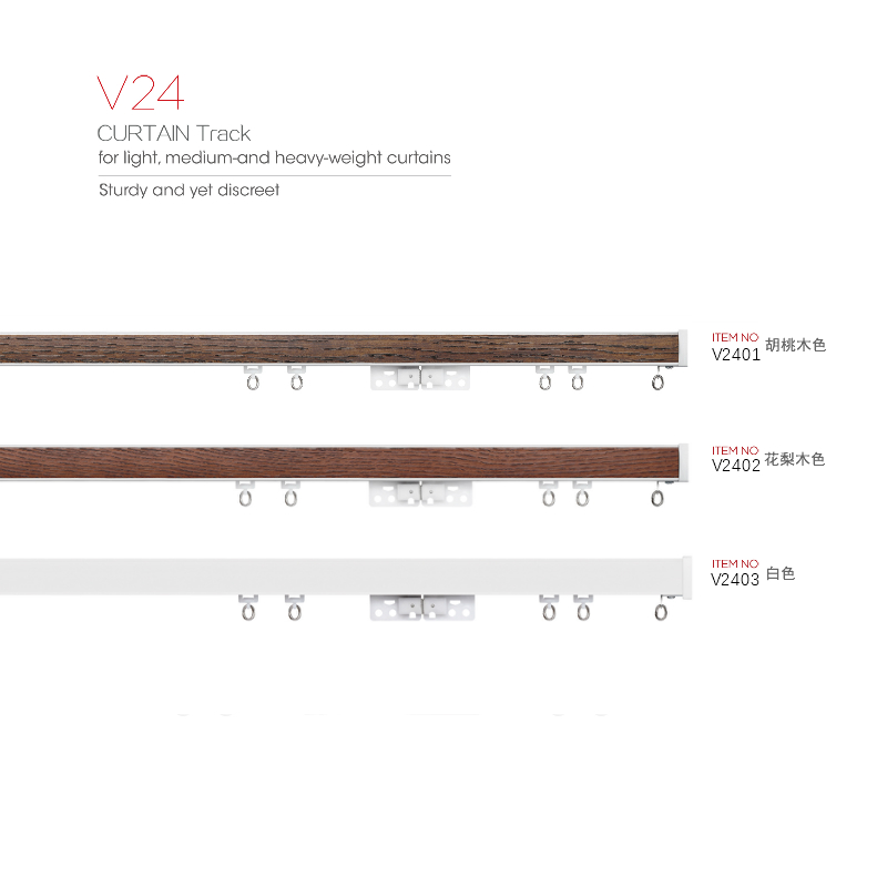 帘仓 日式风木纹明装窗帘轨道铝合金装饰帘杆 无需窗帘盒外装滑轨 - 图2