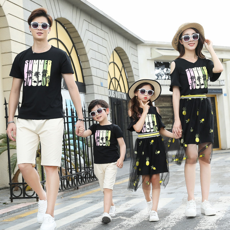 夏装一家三口四口装洋气时尚母子装 欣贝琪亲子装/亲子时装