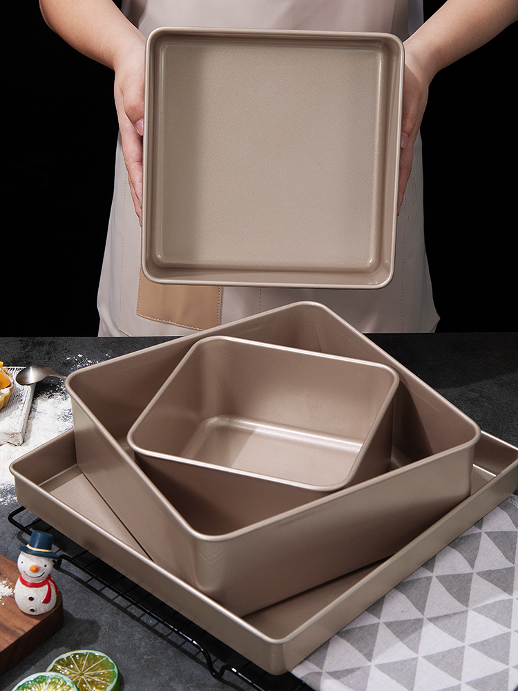 古早蛋糕模具烤盘6-8寸加高加深不粘烘焙套装水浴长方形烤箱家用 - 图0