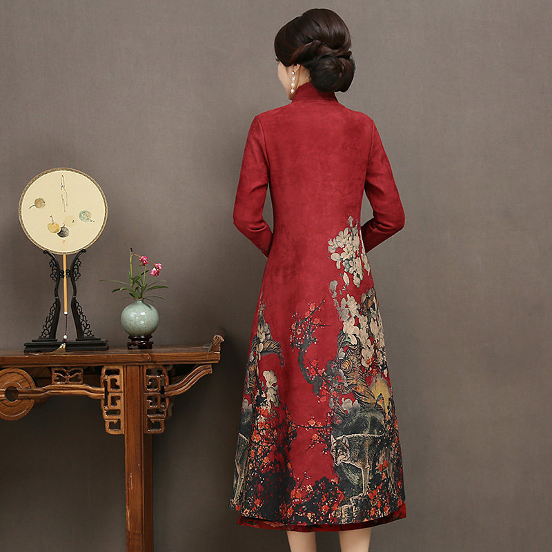 高贵端婚庆喜妈妈婆婆母亲秋装旗袍 玲珑品智旗袍