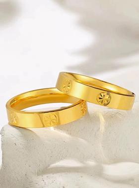 越南沙金光面米字钻纹戒指