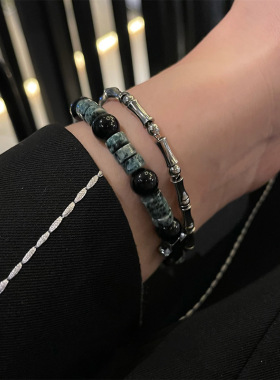 手串男十字架叠戴个性嘻哈设计百搭高级感配饰女小众简约潮流饰品