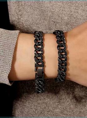 合金皮质手链 回到未来古巴手链男多色双排镶欧美风嘻哈手环女款