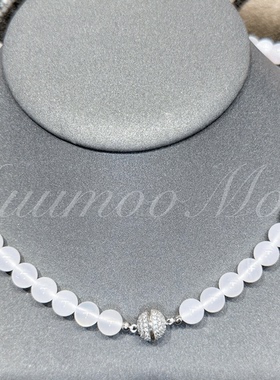 铜合金项链 【白月光】法式时尚白色珠珠项链