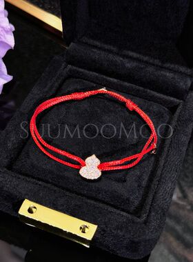 铜合金合成锆石手链 法式时尚红绳葫芦手链 年货红色圣诞饰品