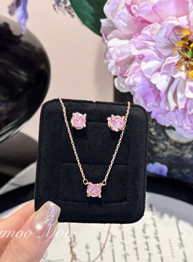 铜合金合成锆石项链 时尚经典粉色牛头项链