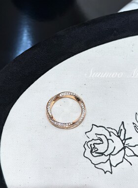 铜合金合成锆石戒指 法式时尚满钻扭纹路戒指