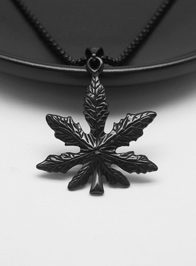枫叶植物树叶吊坠项链钢男女