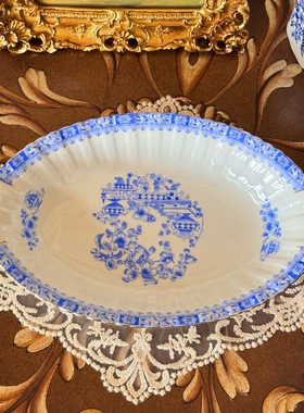 西洋古董 chinablau 德瓷 半手绘青花图案 壶杯碟餐盘套系  现货