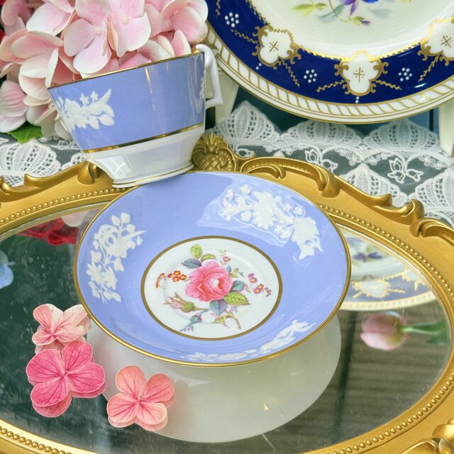 Western antique spode1900 lavender hand-painted rose gold bone china coffee cup and saucer in stock
