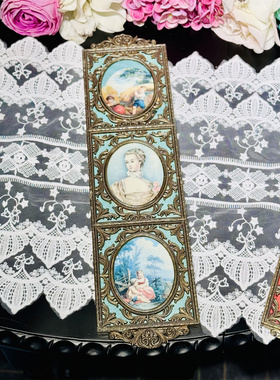 西洋古董 意大利 纯铜三联巴洛克洛可可风相框装饰画 现货