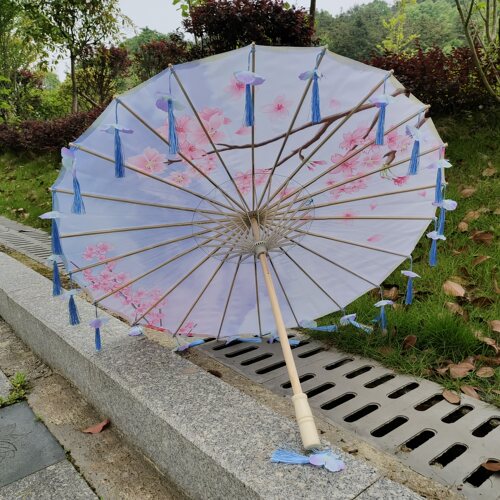 古风汉服流苏伞舞蹈演出伞拍照道具伞跳舞绸布伞工艺古典油纸伞 - 图1