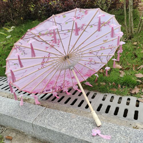 古风汉服流苏伞舞蹈演出伞拍照道具伞跳舞绸布伞工艺古典油纸伞 - 图0