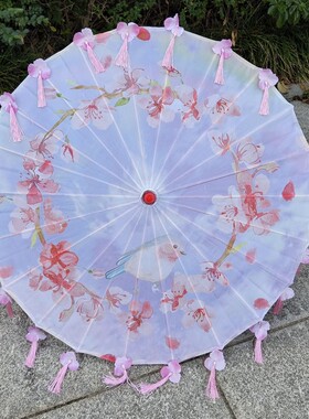 古风汉服流苏花瓣伞古装拍照道具油纸伞表演舞蹈伞吊顶装饰绸布伞