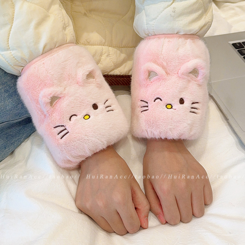 秋冬毛绒猫咪防污袖套女2026新款羽绒服护袖工作学习学生保暖套袖,淘宝优惠券,粉丝福利购,淘宝优惠卷