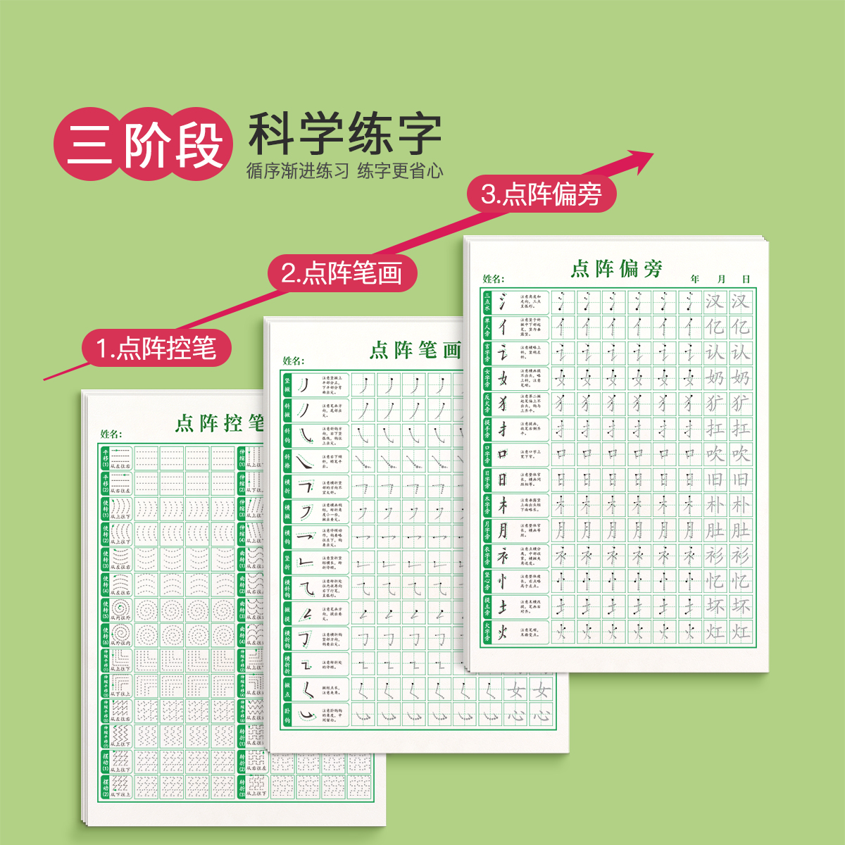 1-6年级控笔训练字帖小学生专用笔画笔顺练字帖偏旁部首练字本硬笔书法每日一练初学者入门套装点阵儿童幼儿园幼小衔接一年级练习