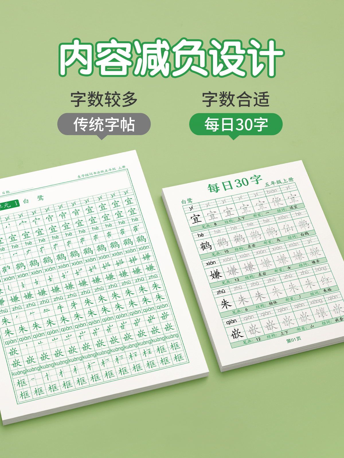 五年级下册上册同步练字帖字帖小学生每日一练每日30字人教版点阵控笔训练写字本减压专用楷书练习描红钢笔硬笔书法语文笔画笔顺贴 - 图1